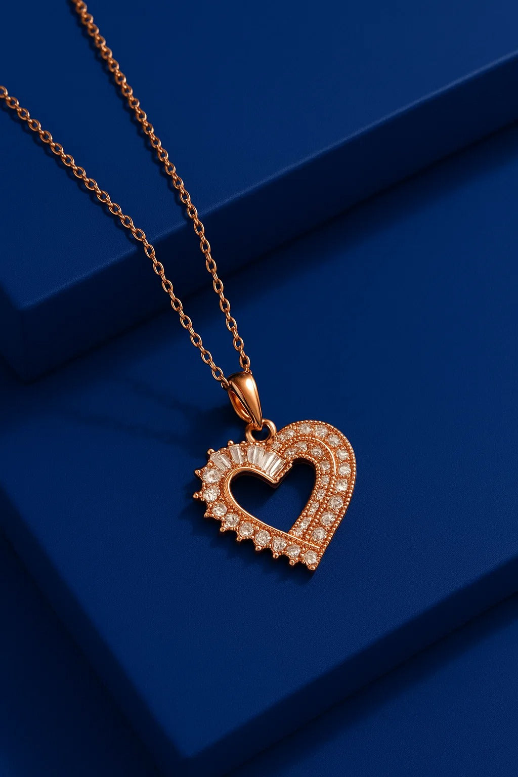Rose Gold Halo Heart Necklace