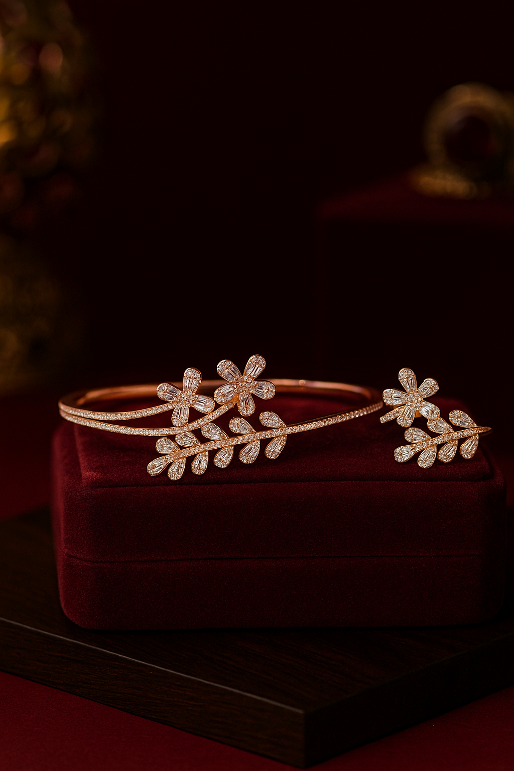 Rose Gold Floral Branch Duo